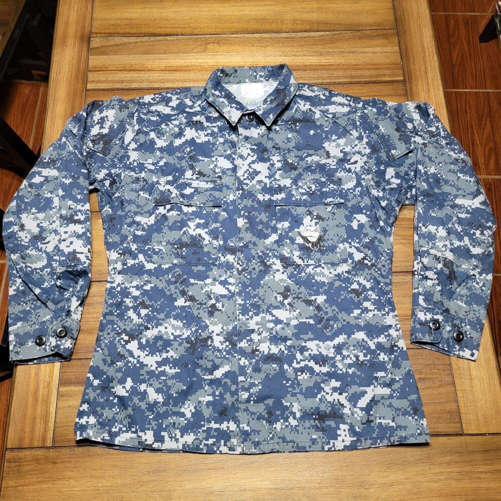 US Navy USN LS Blue Camo BDU (Battle Dress Uniform) Coat - Size Medium Regular